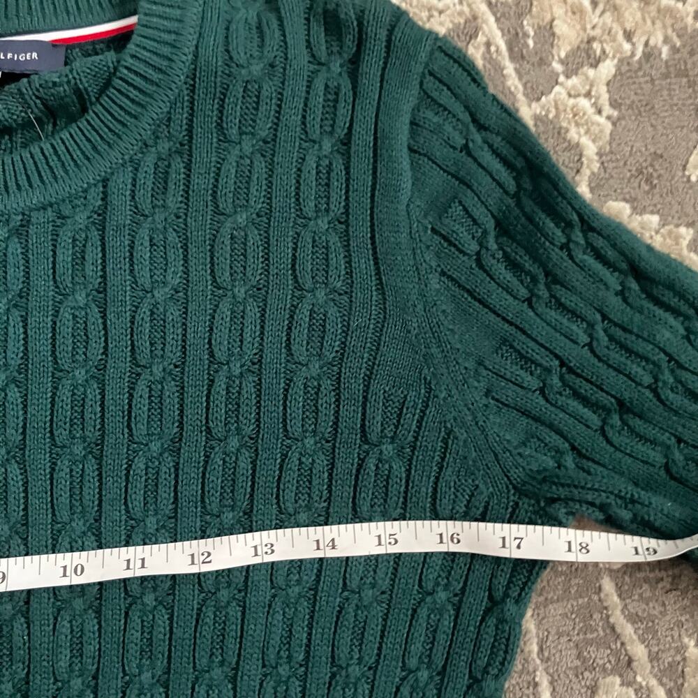 Tommy Hilfiger Medium Green Cable Knit Crewneck Sweater NWT 100% Cotton Preppy - Picture 9 of 13